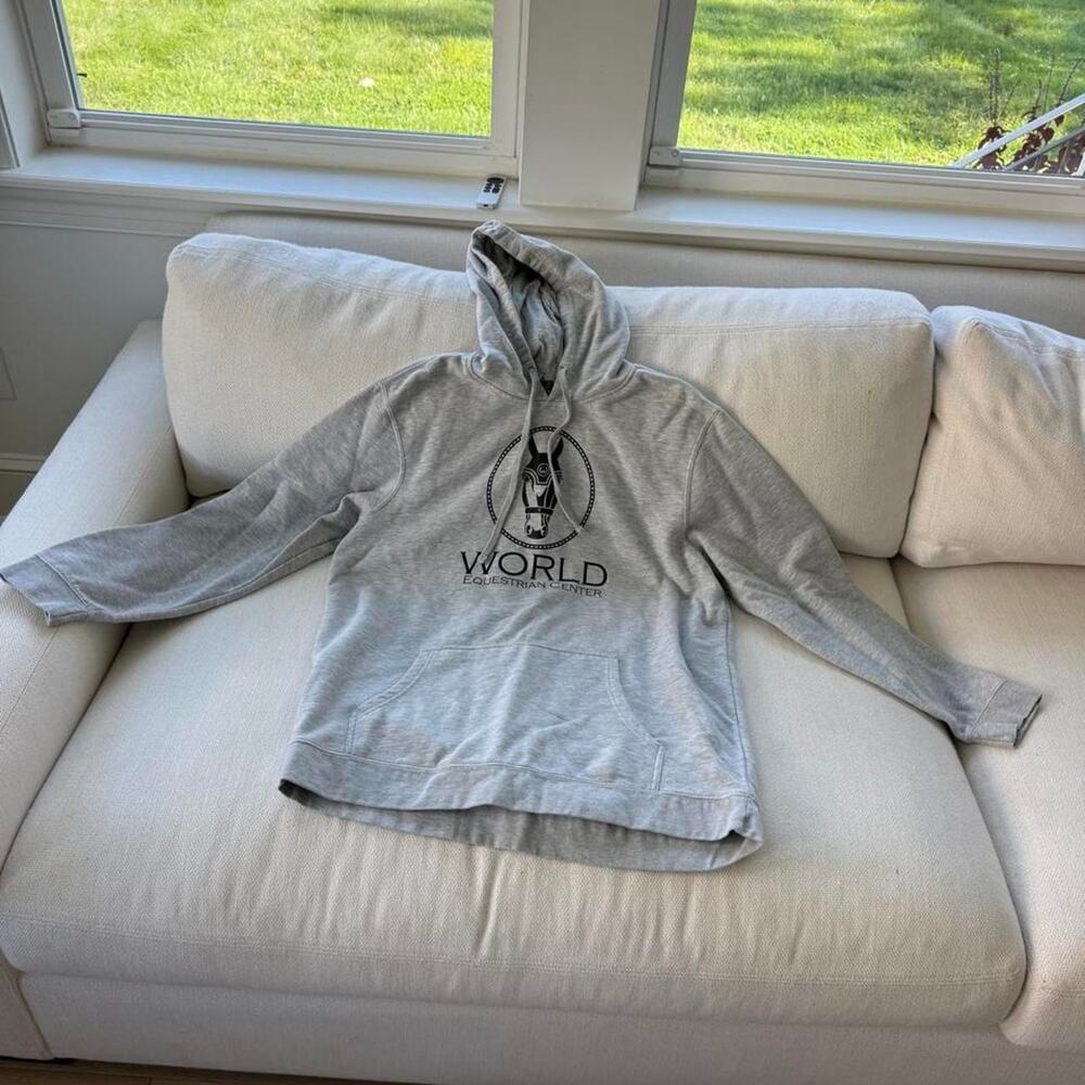 World equestrian center gray horse sweatshirt